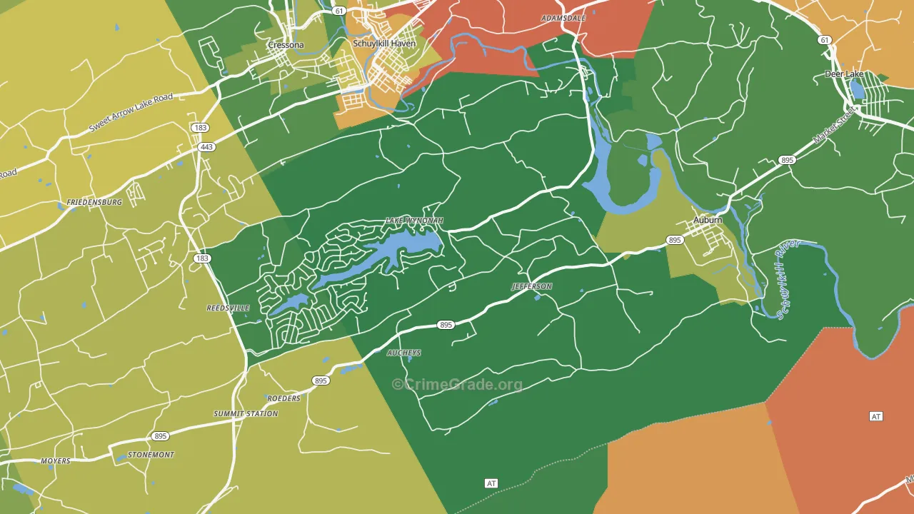 Auburn, PA Map of Drug-Related Crime Rates