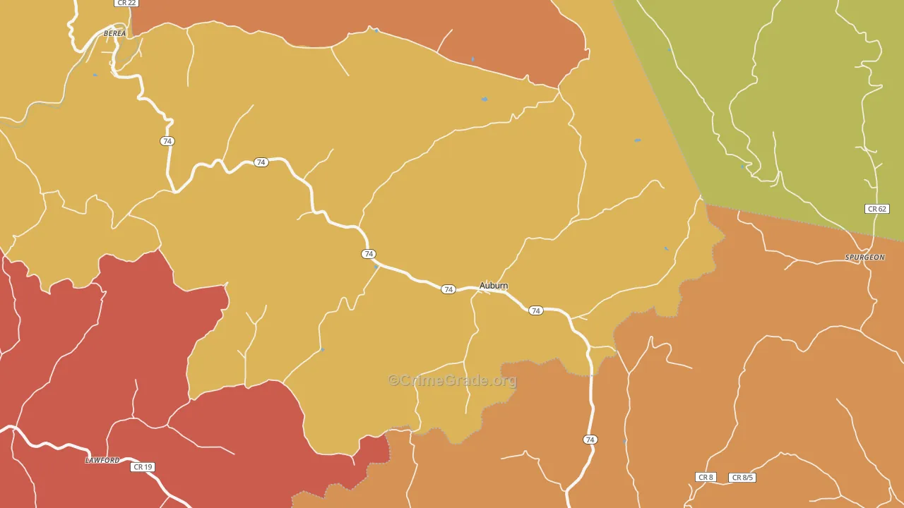 Auburn, WV Map of Drug-Related Crime Rates