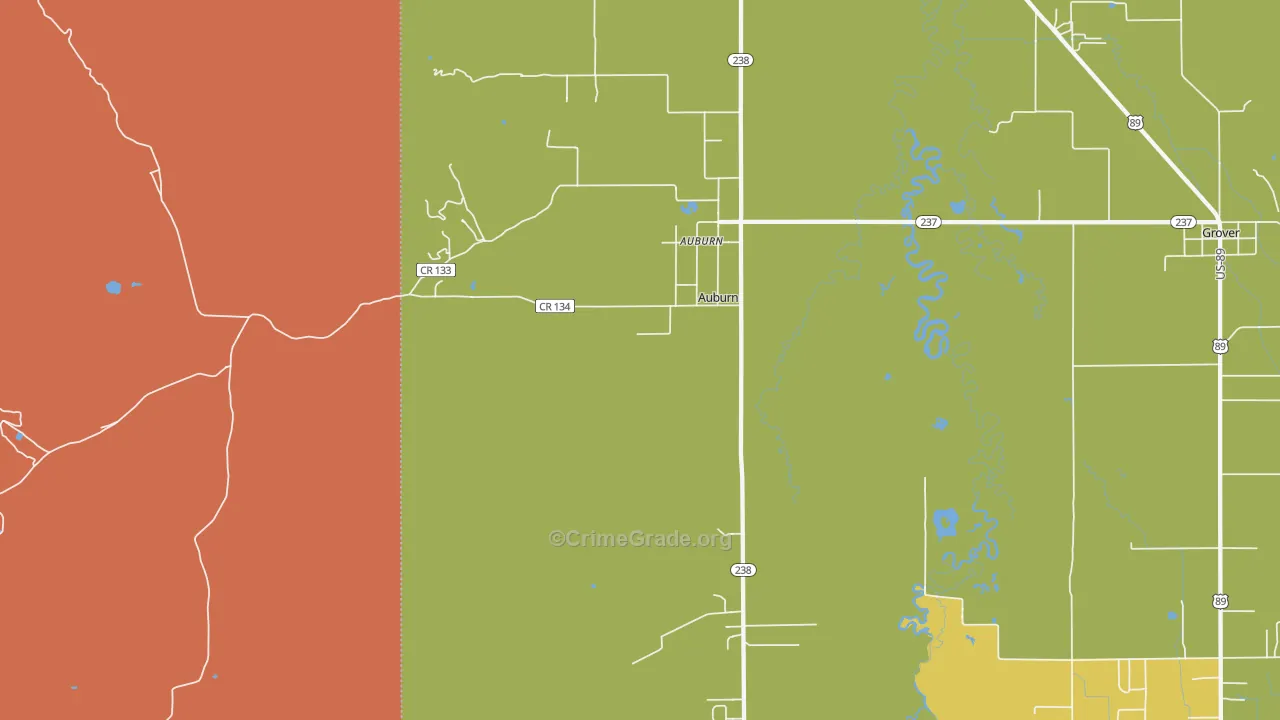 Auburn, WY Map of Drug-Related Crime Rates