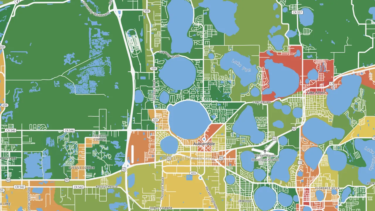 Auburndale, FL Map of Drug-Related Crime Rates