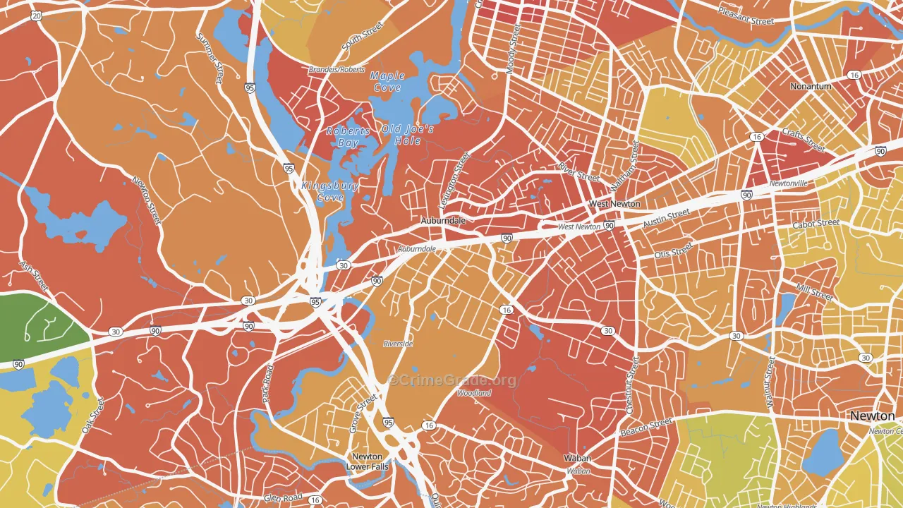 Auburndale, MA Map of Drug-Related Crime Rates