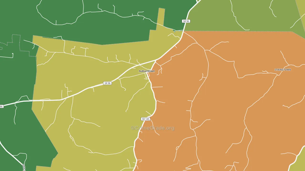 Auburntown, TN Map of Drug-Related Crime Rates