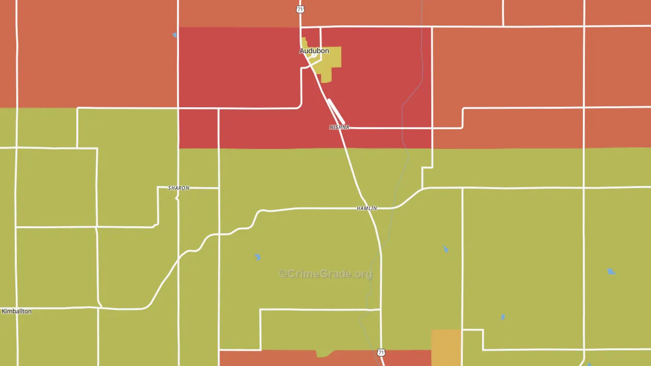 Audubon County, IA Map of Drug-Related Crime Rates