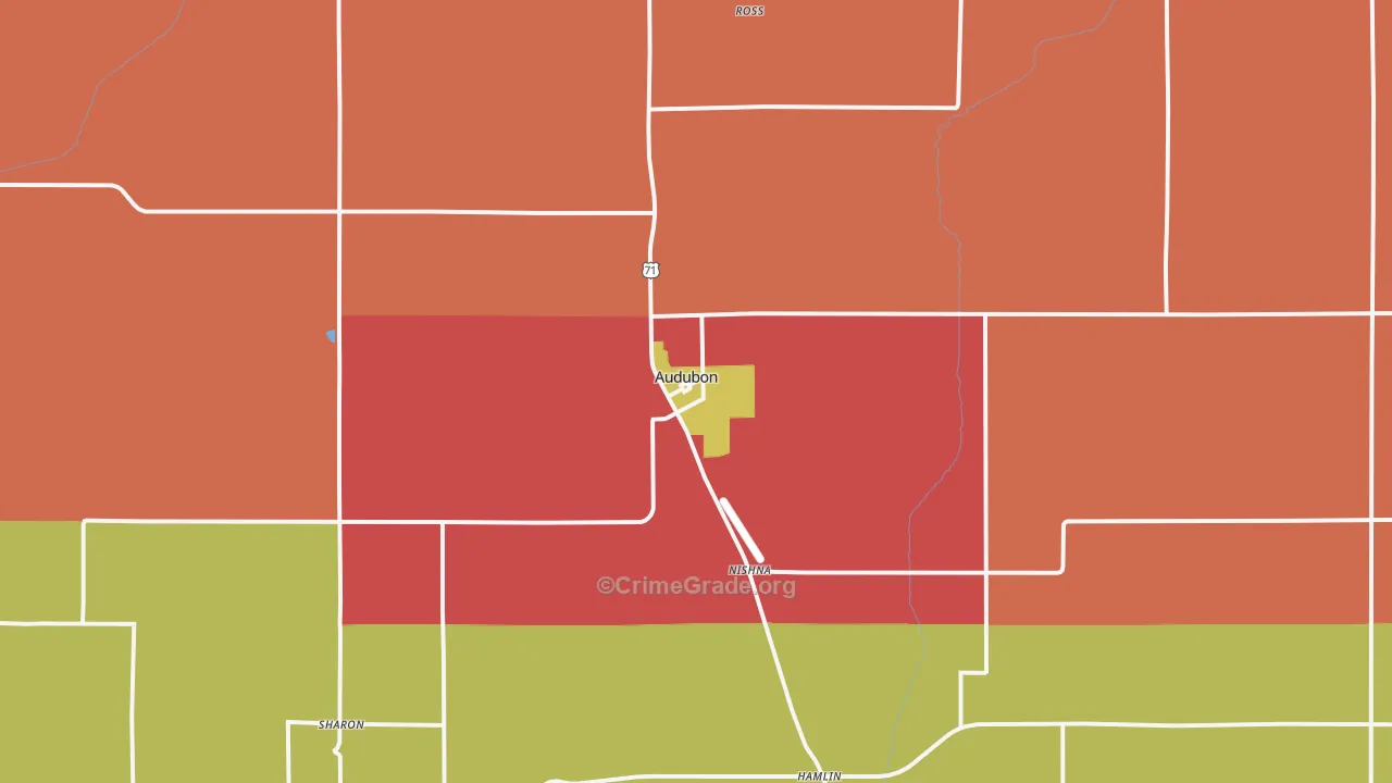 Audubon, IA Map of Drug-Related Crime Rates