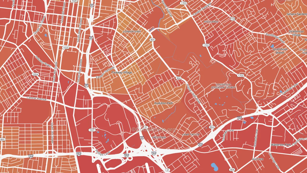 Audubon, Louisville, KY Map of Drug-Related Crime Rates