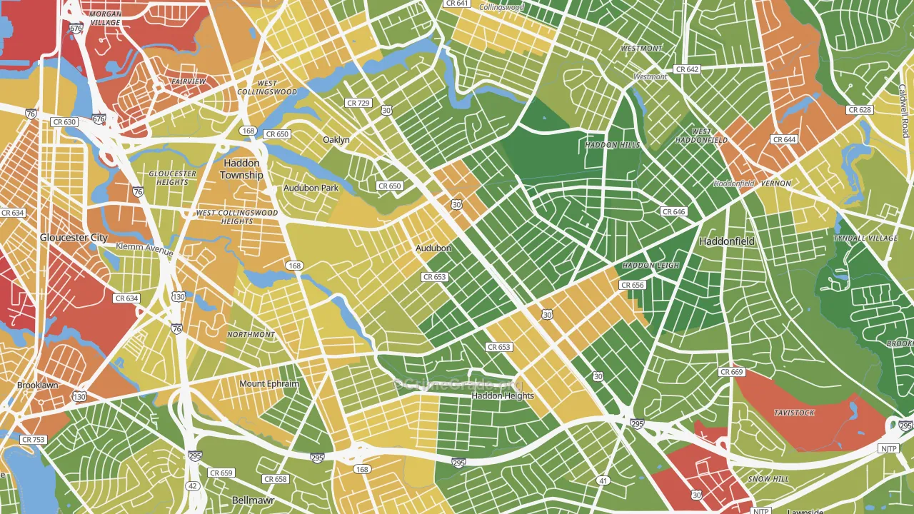 Audubon, NJ Map of Drug-Related Crime Rates