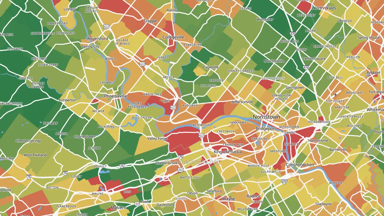 Audubon, PA Map of Drug-Related Crime Rates