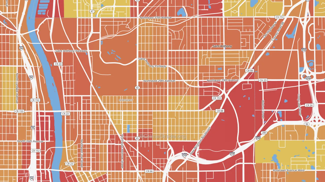 Audubon Park, Minneapolis, MN Map of Drug-Related Crime Rates