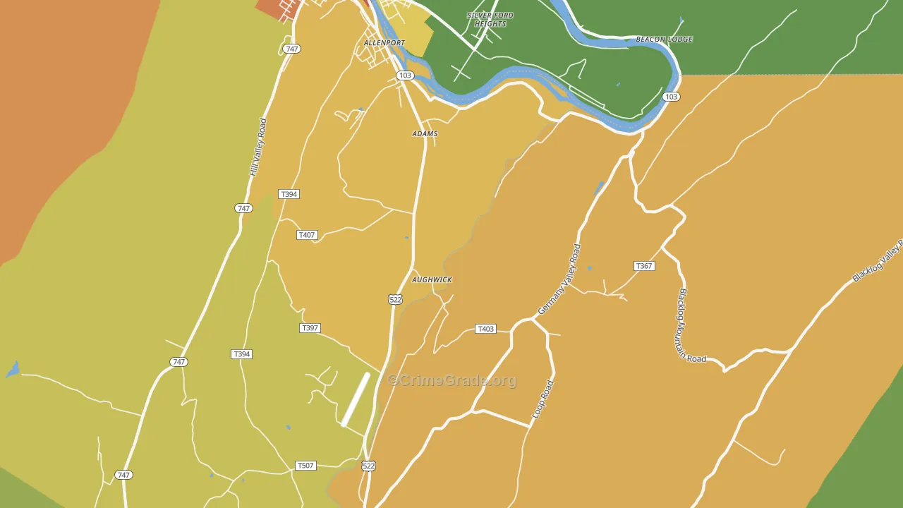 Aughwick, PA Map of Drug-Related Crime Rates