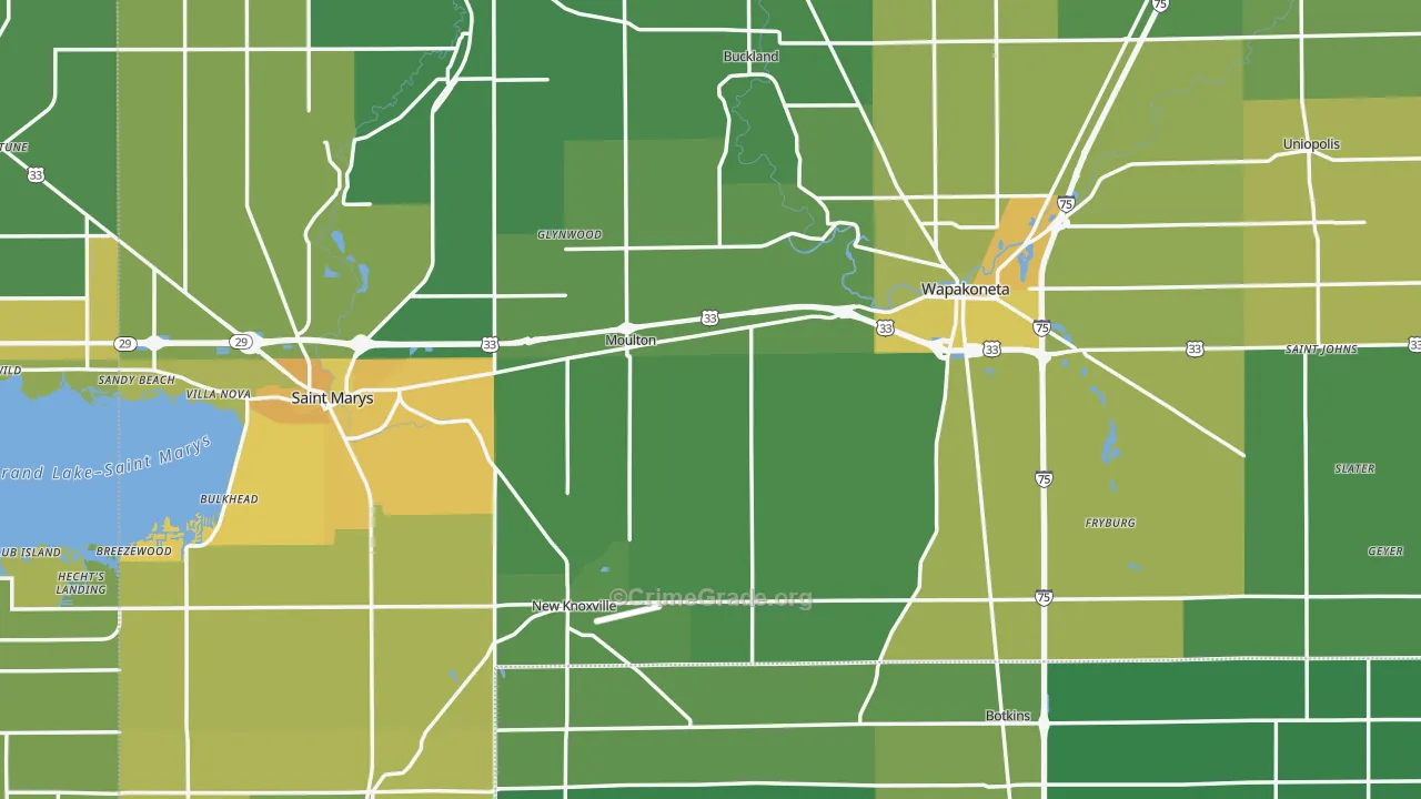 Auglaize County, OH Map of Drug-Related Crime Rates