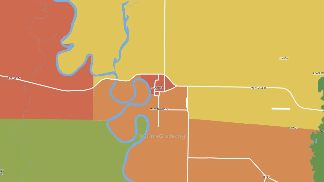 Augusta, AR Map of Drug-Related Crime Rates