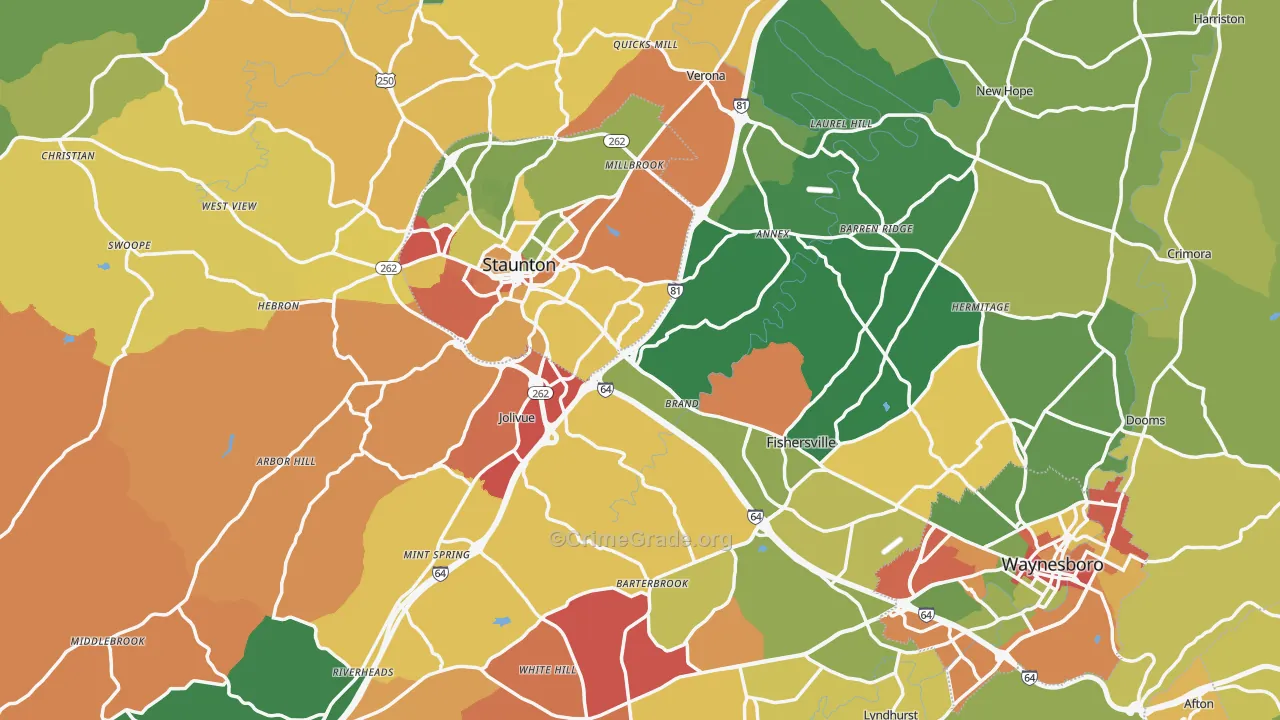 Augusta County, VA Map of Drug-Related Crime Rates