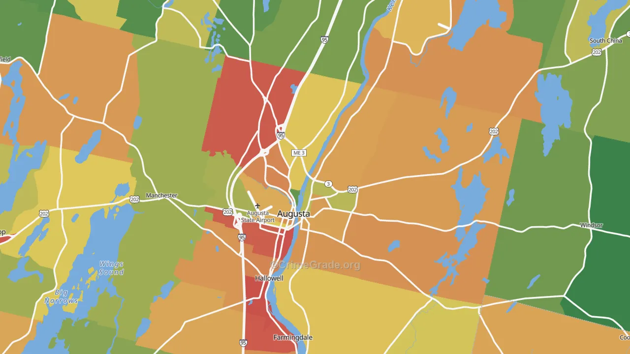 Augusta, ME Map of Drug-Related Crime Rates