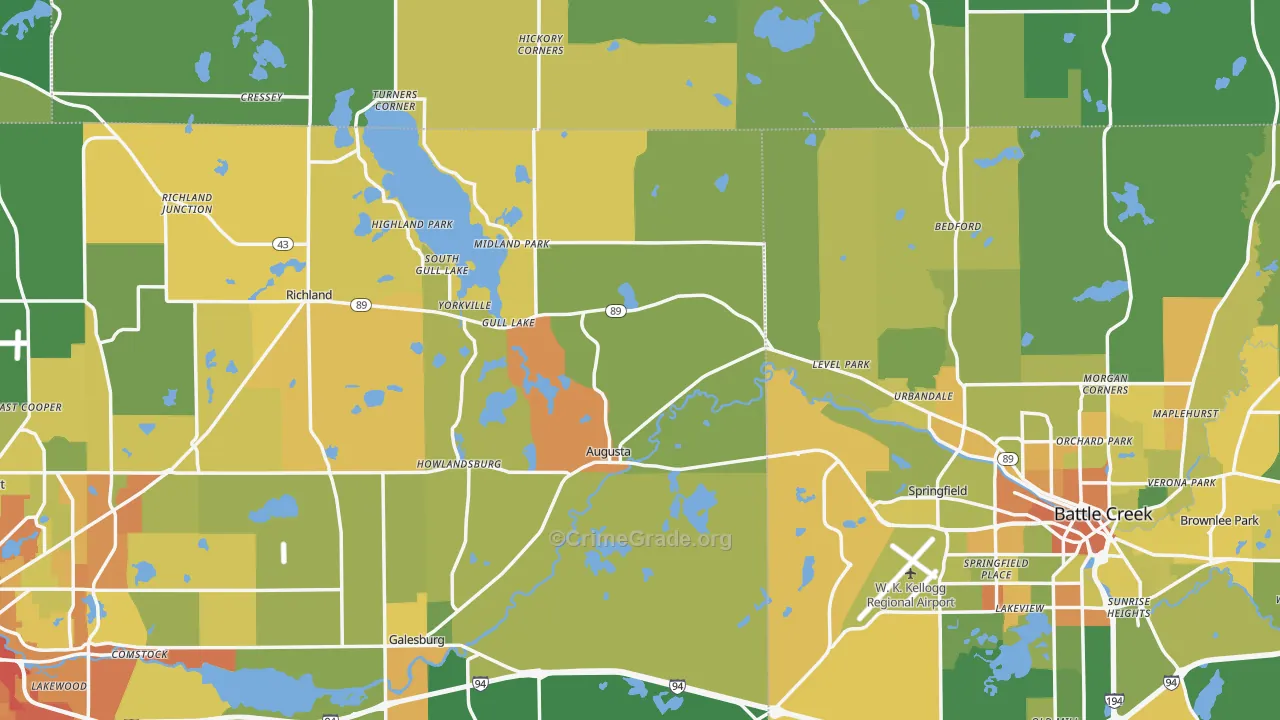 Augusta, MI Map of Drug-Related Crime Rates