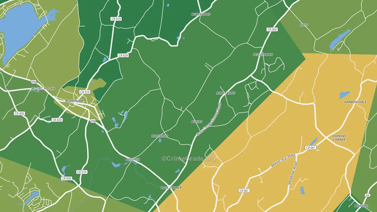 Augusta, NJ Map of Drug-Related Crime Rates