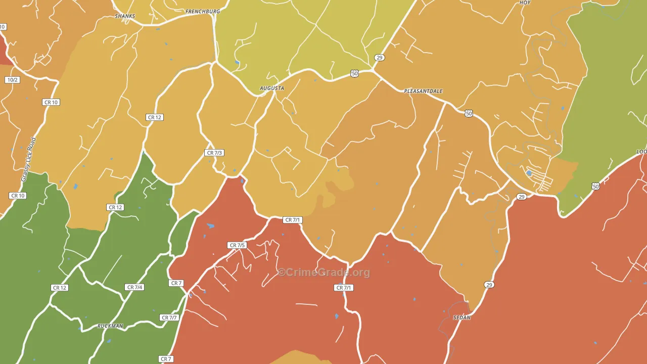 Augusta, WV Map of Drug-Related Crime Rates