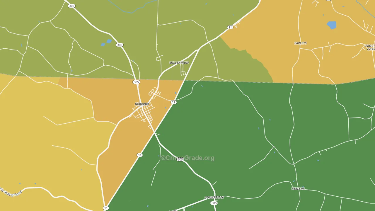 Aulander, NC Map of Drug-Related Crime Rates