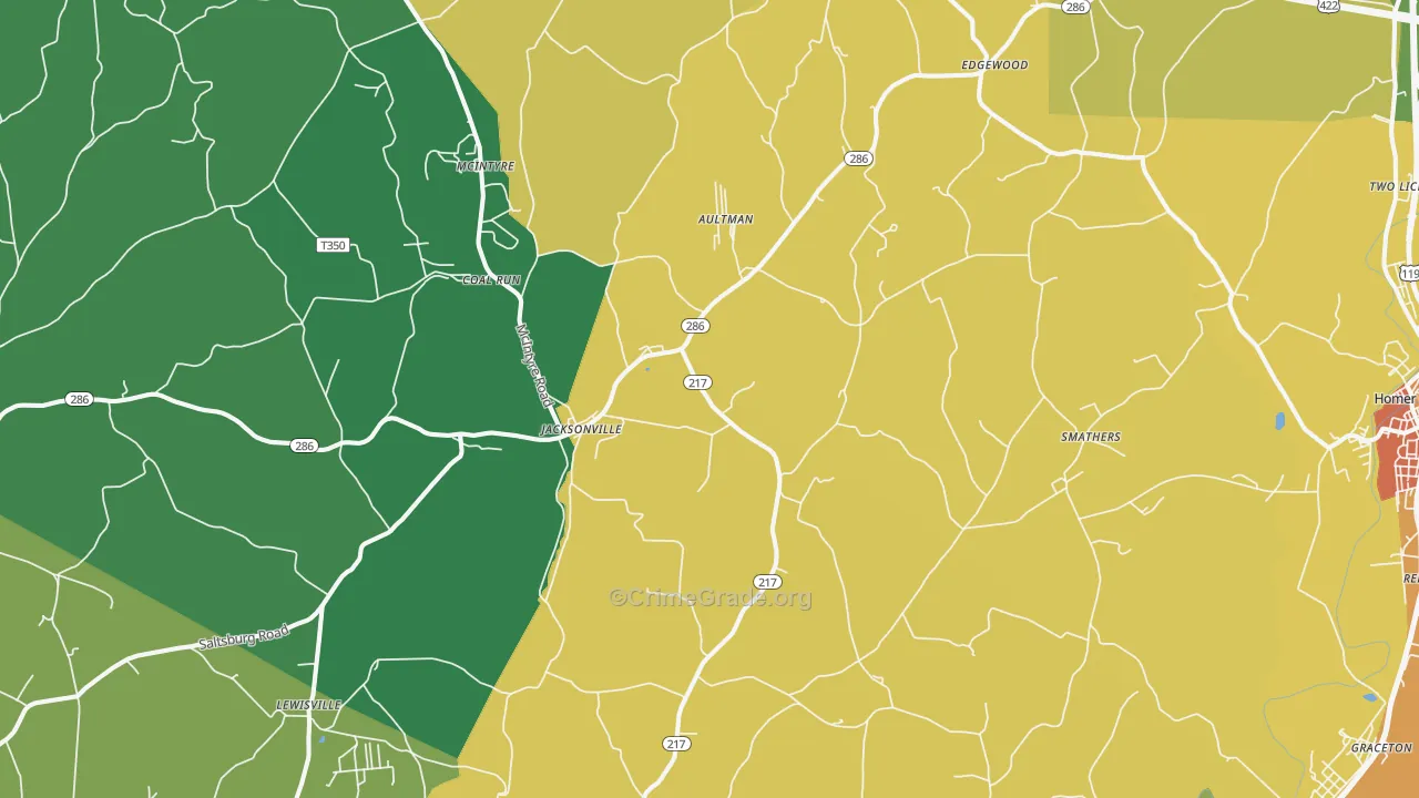 Aultman, PA Map of Drug-Related Crime Rates