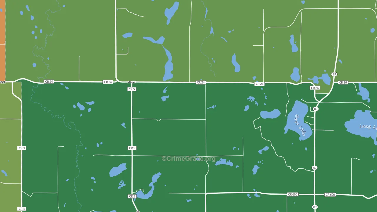 Aure, MN Map of Drug-Related Crime Rates