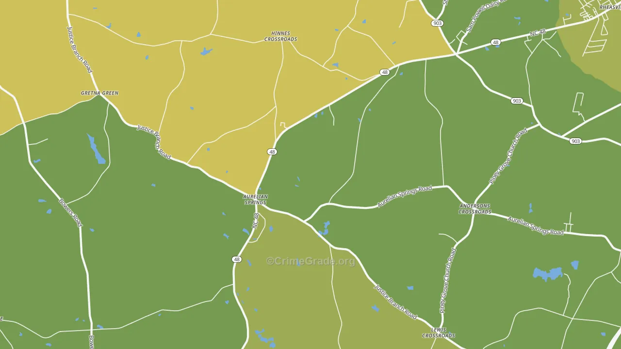 Aurelian Springs, NC Map of Drug-Related Crime Rates