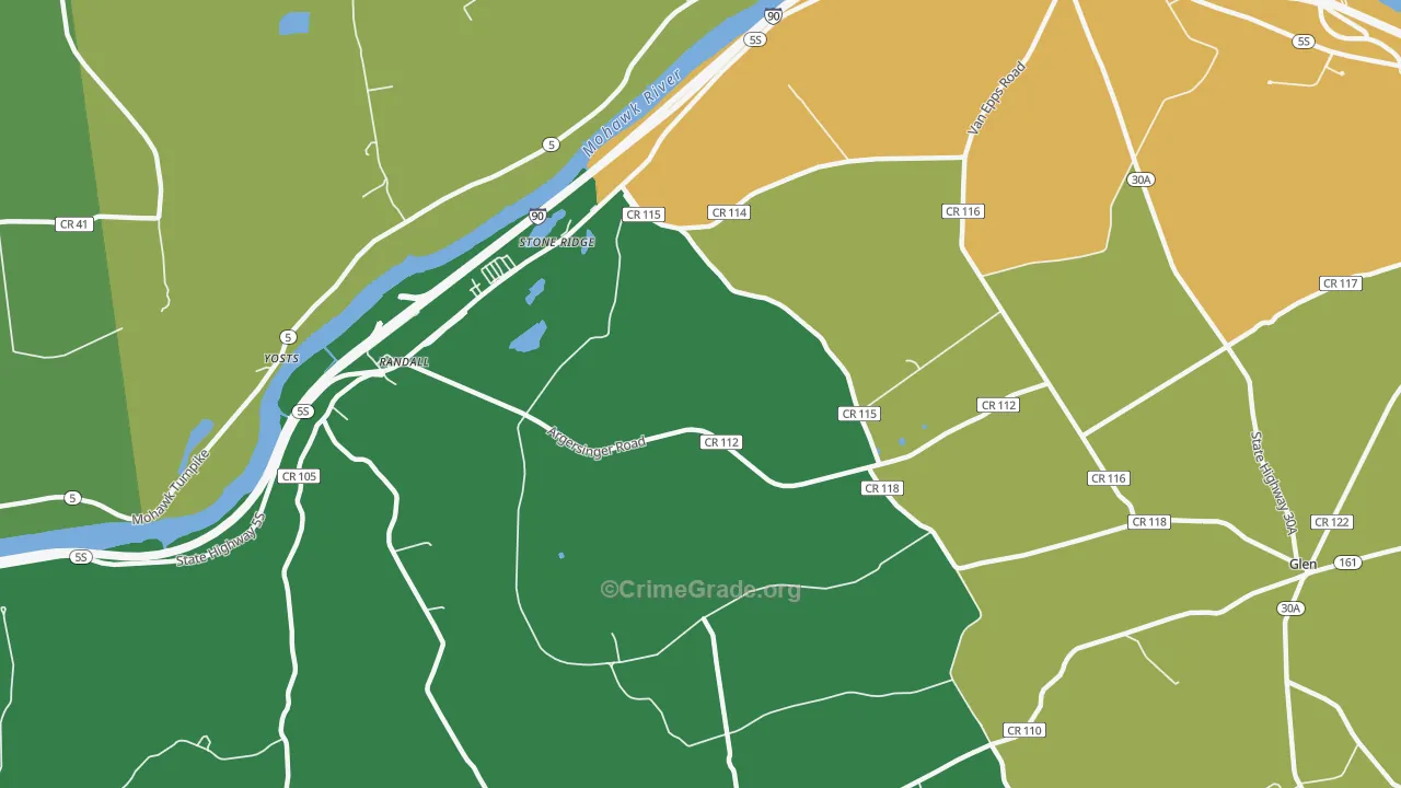 Auriesville, NY Map of Drug-Related Crime Rates