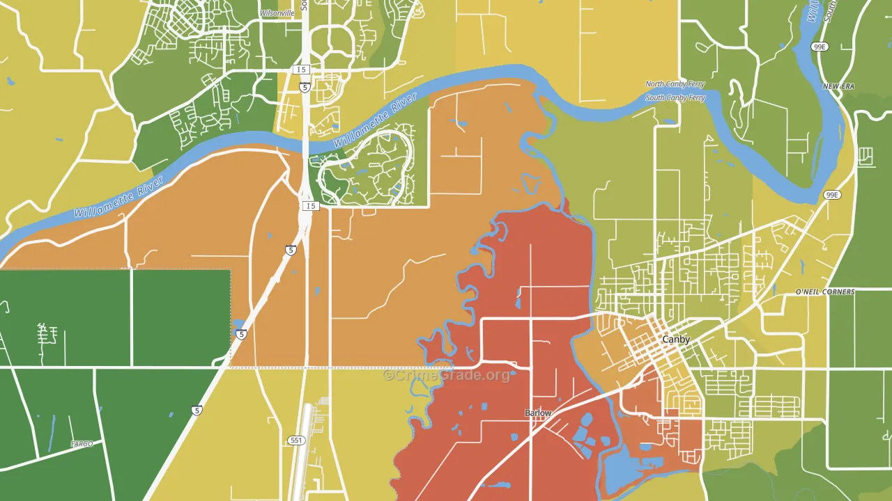 Aurora-Butteville-Barlow, Canby, OR Map of Drug-Related Crime Rates