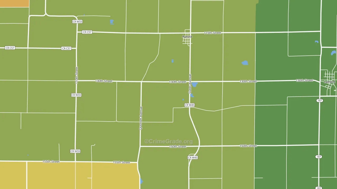 Aurora, IA Map of Drug-Related Crime Rates