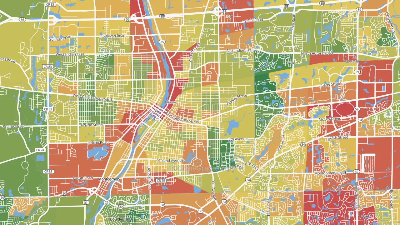 Aurora, IL Map of Drug-Related Crime Rates