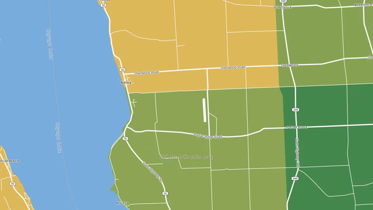 Aurora, NY Map of Drug-Related Crime Rates