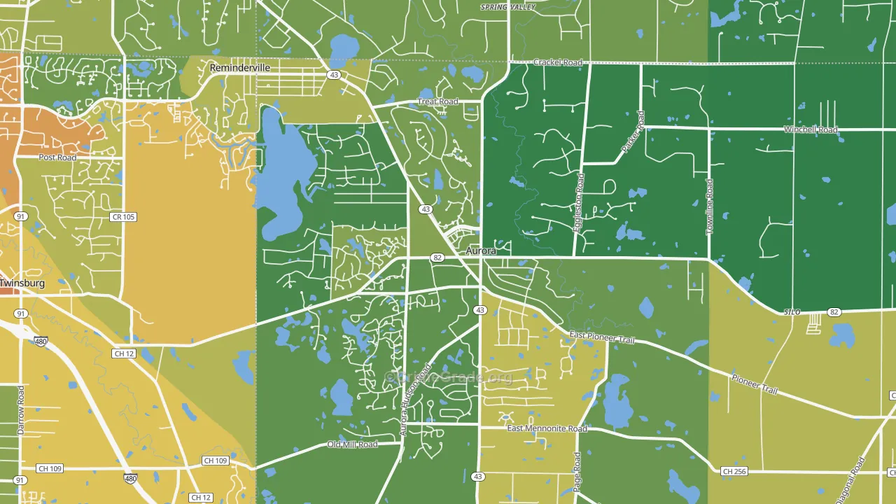Aurora, OH Map of Drug-Related Crime Rates