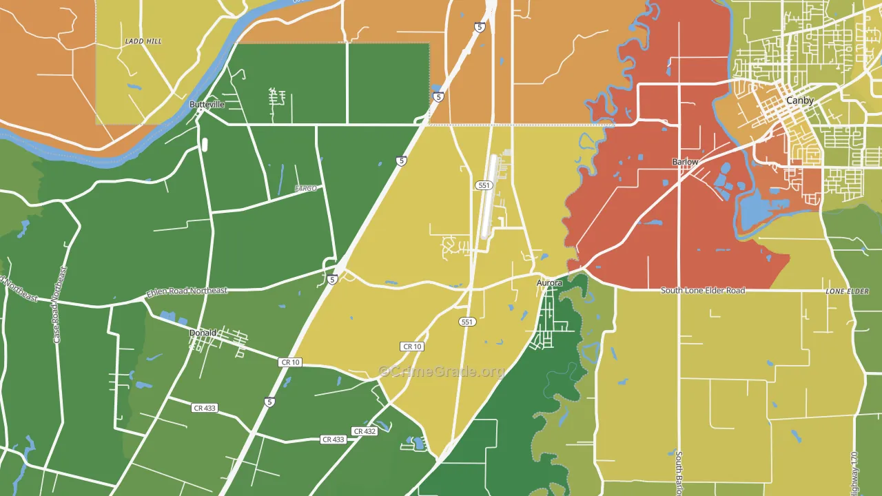 Aurora, OR Map of Drug-Related Crime Rates