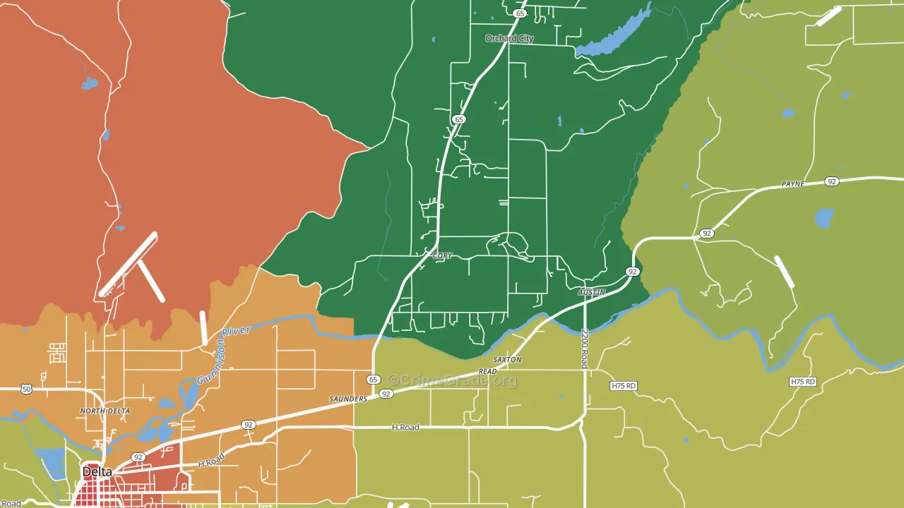 Austin, CO Map of Drug-Related Crime Rates