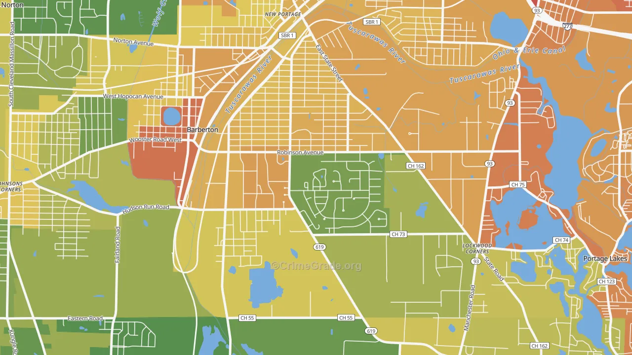 Austin Estates, Barberton, OH Map of Drug-Related Crime Rates