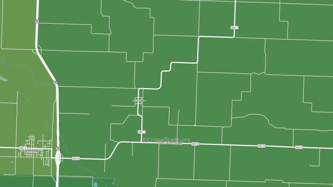 Austin, MO Map of Drug-Related Crime Rates