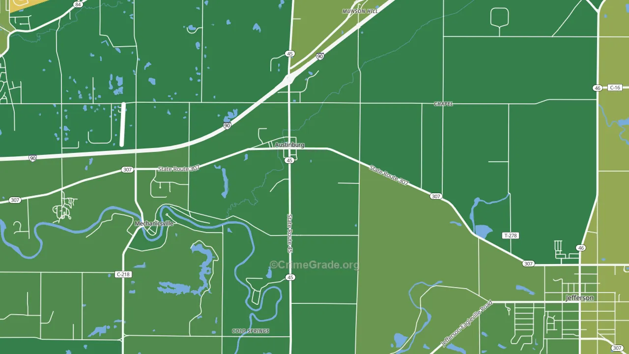 Austinburg, OH Map of Drug-Related Crime Rates