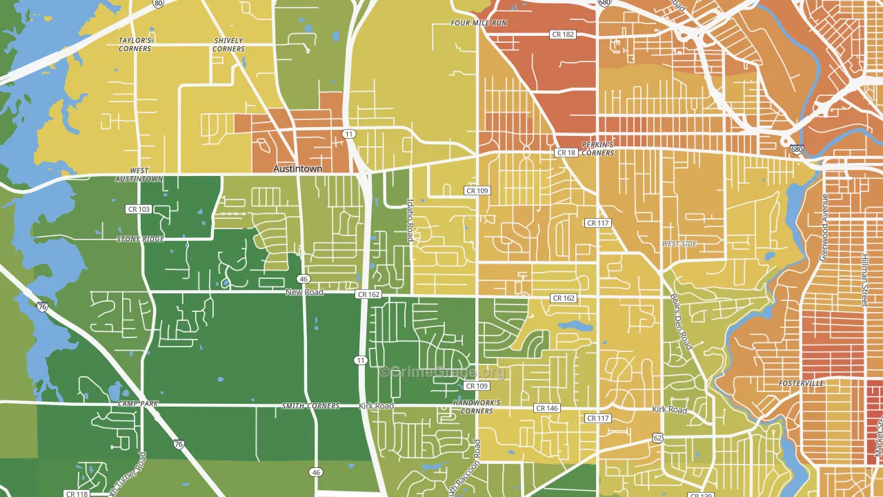 Austintown, OH Map of Drug-Related Crime Rates