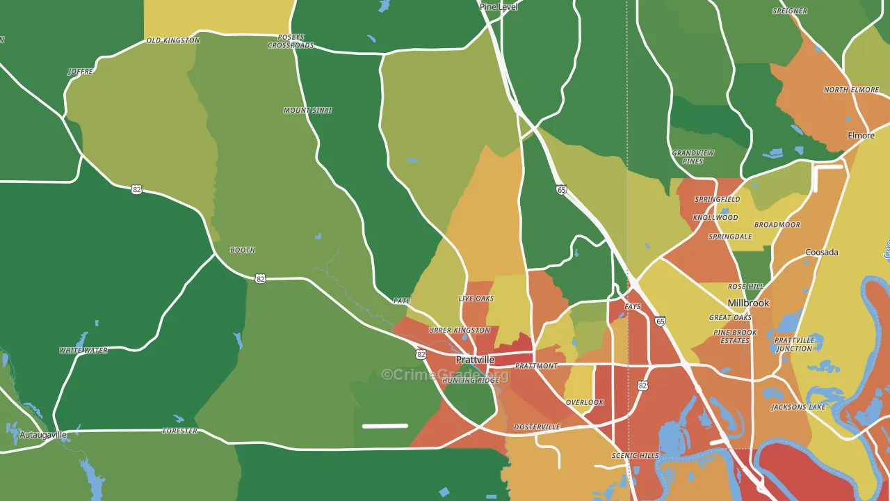 Autauga County, AL Map of Drug-Related Crime Rates