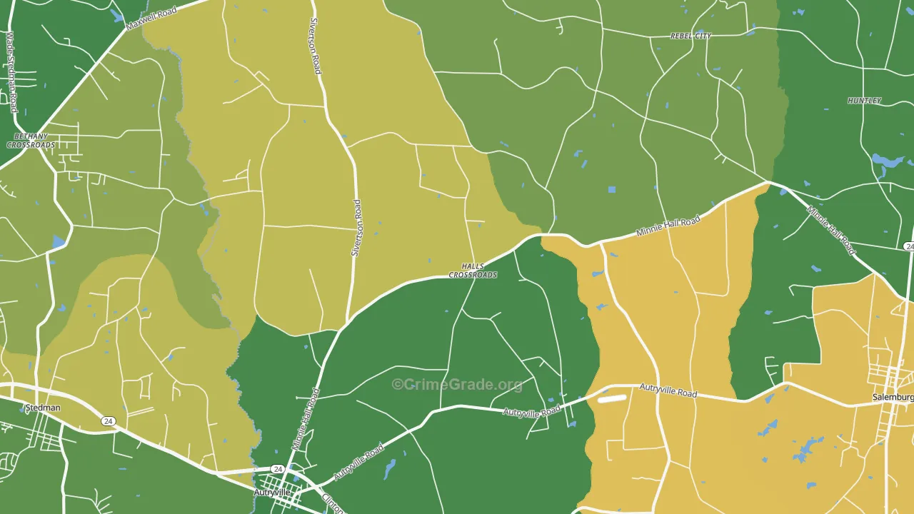 Autryville, NC Map of Drug-Related Crime Rates