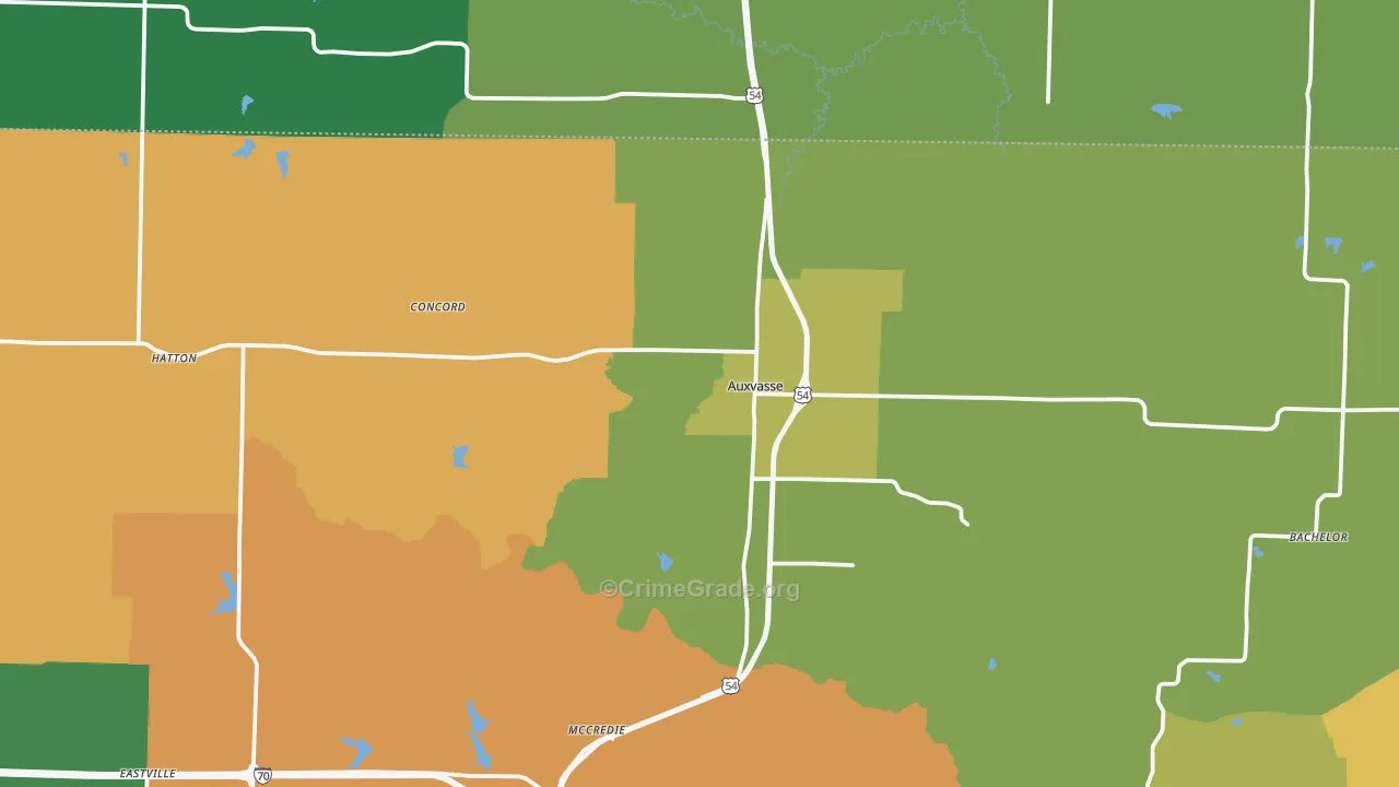 Auxvasse, MO Map of Drug-Related Crime Rates