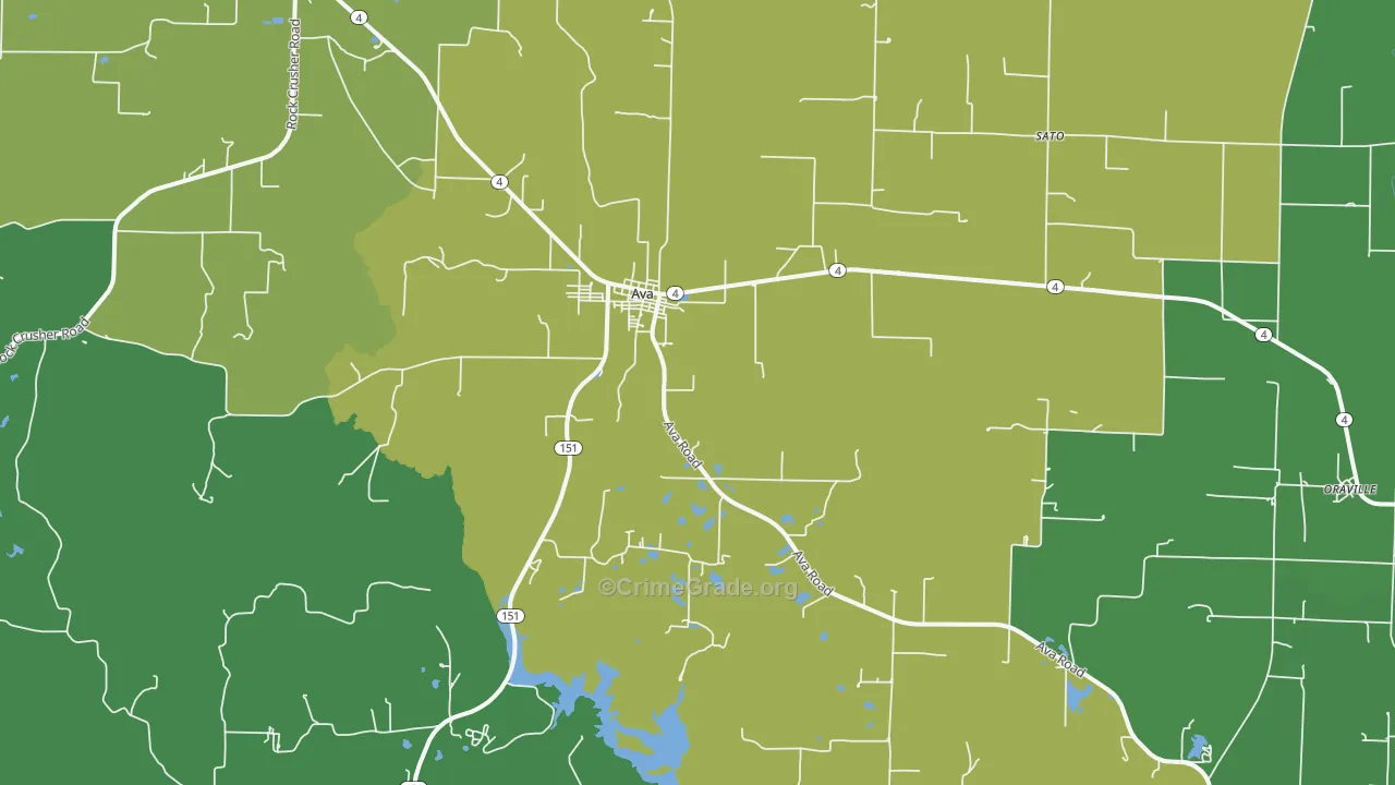 Ava, IL Map of Drug-Related Crime Rates