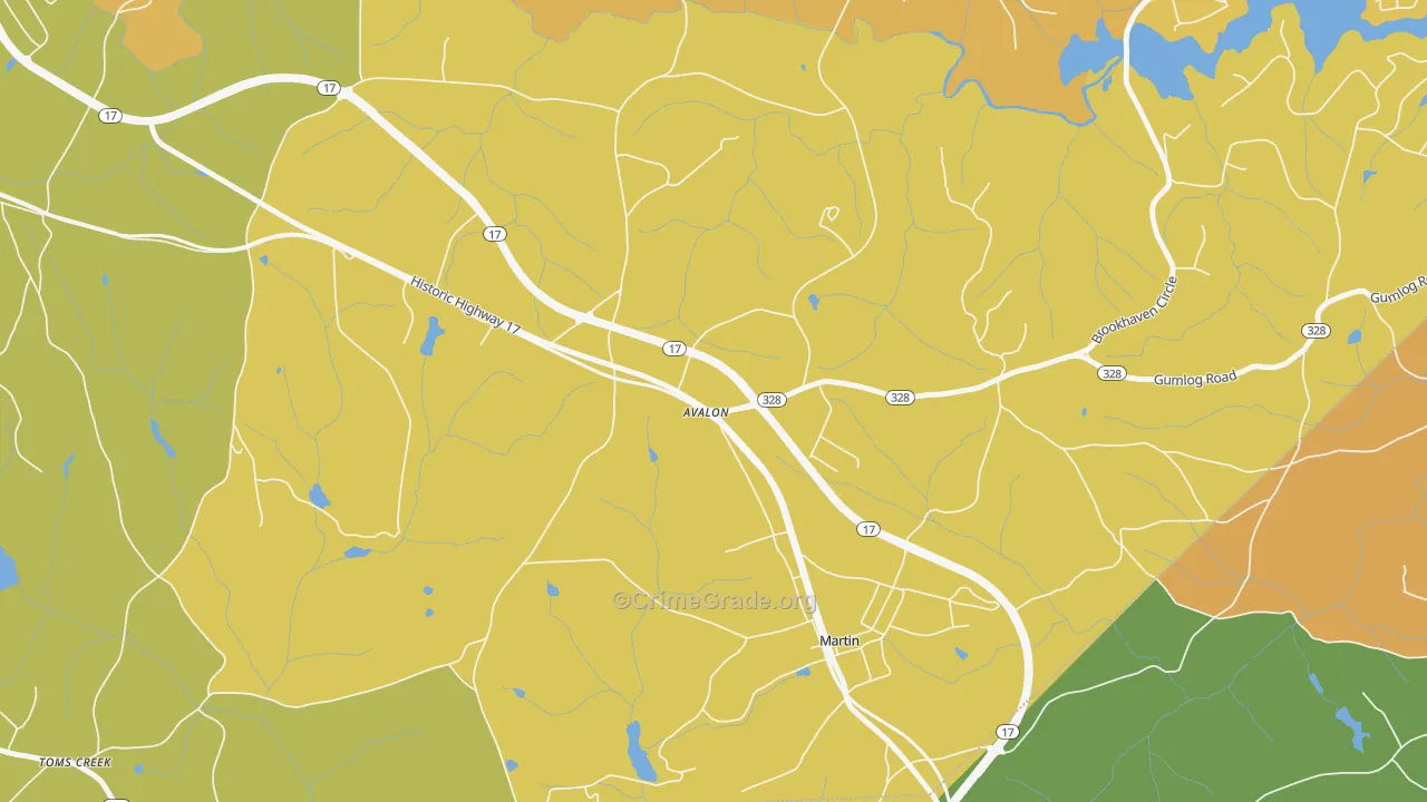 Avalon, GA Map of Drug-Related Crime Rates