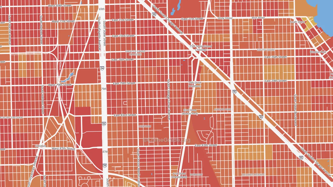 Avalon Highlands, Chicago, IL Map of Drug-Related Crime Rates