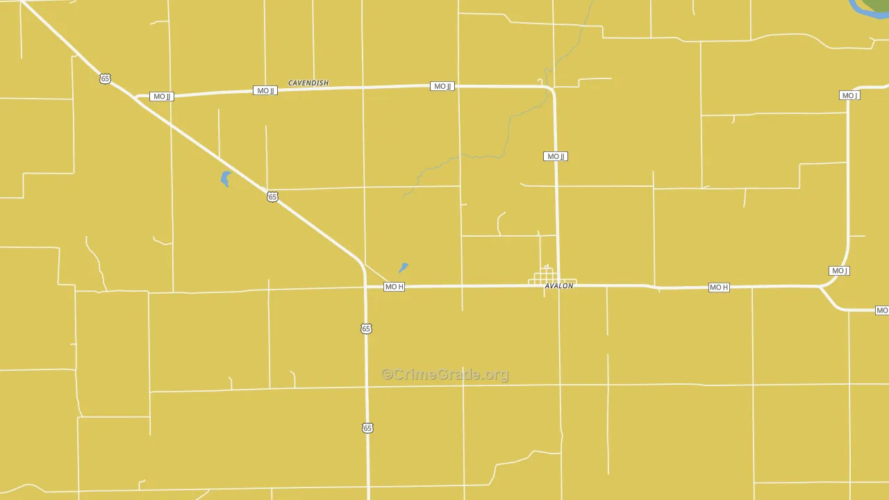 Avalon, MO Map of Drug-Related Crime Rates