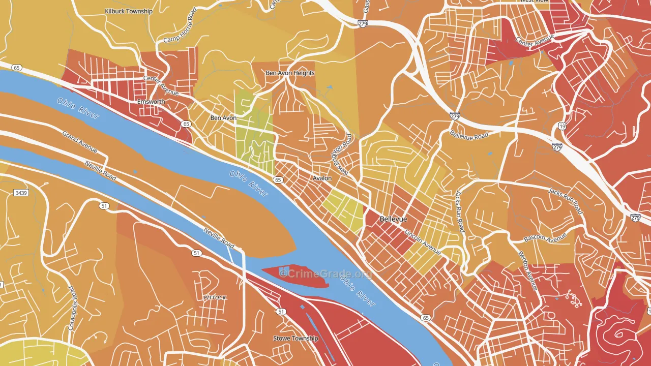 Avalon, PA Map of Drug-Related Crime Rates