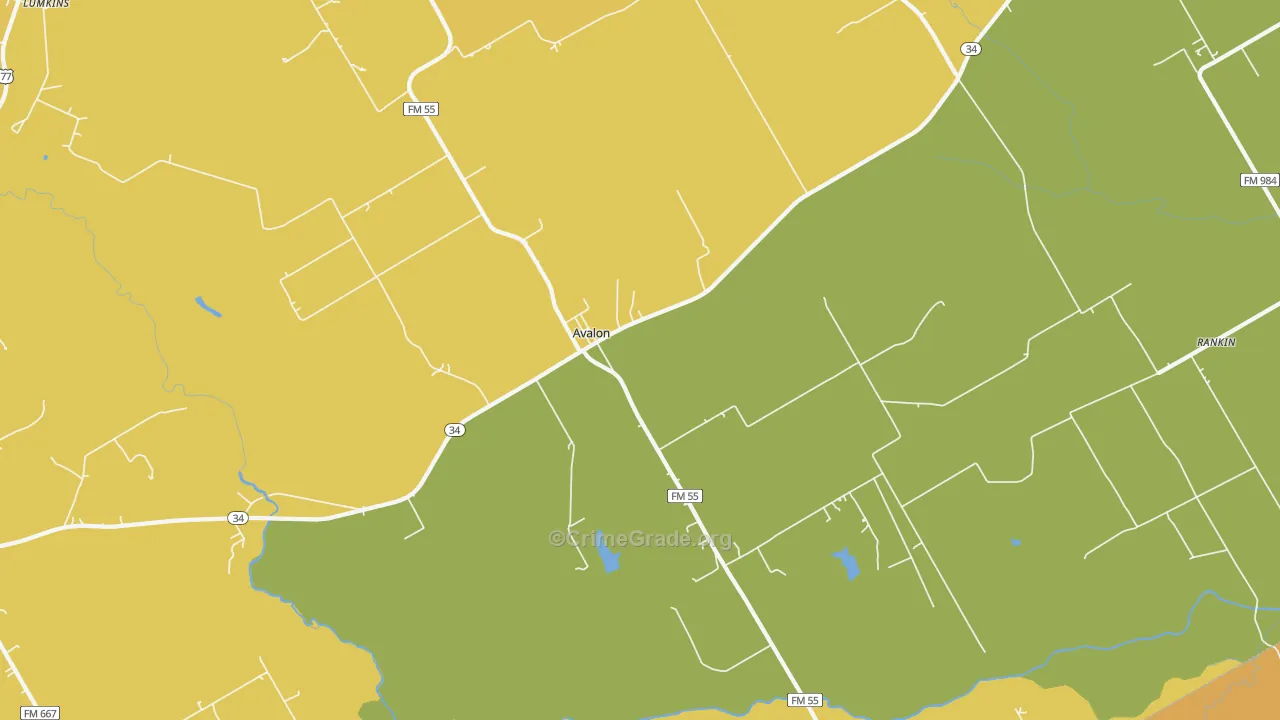 Avalon, TX Map of Drug-Related Crime Rates
