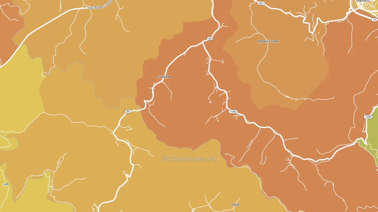 Avawam, KY Map of Drug-Related Crime Rates
