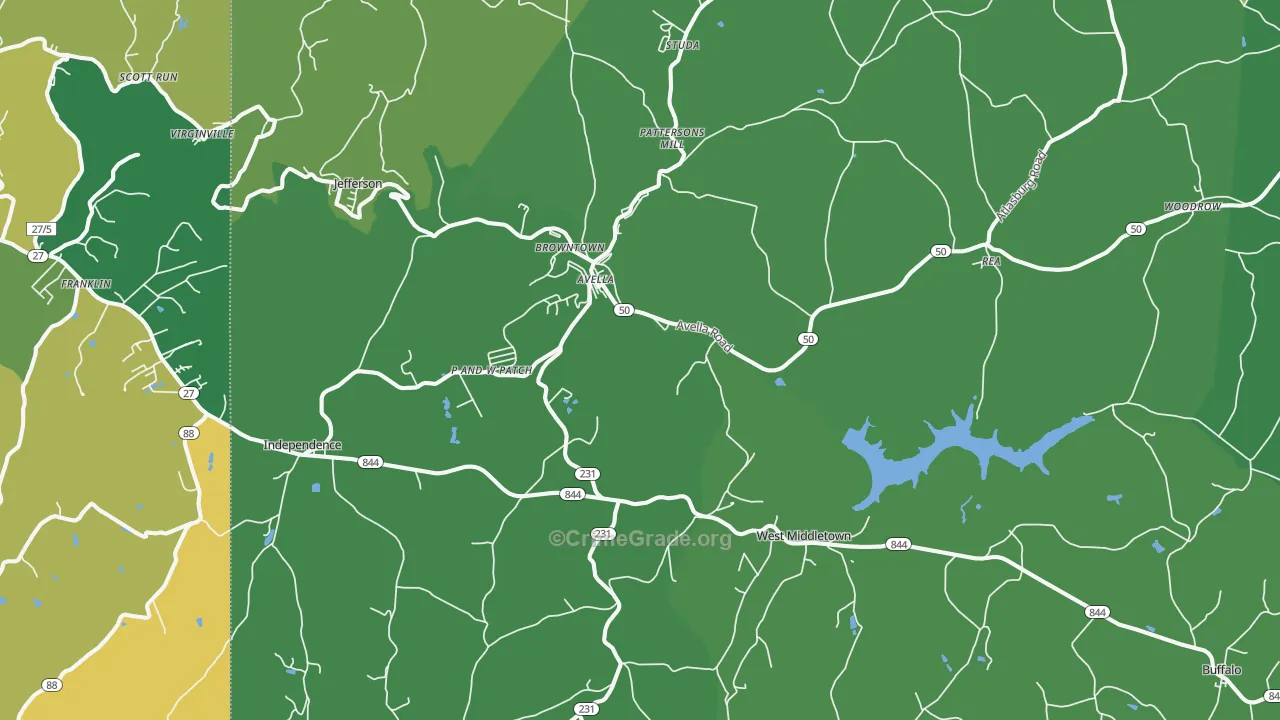 Avella, PA Map of Drug-Related Crime Rates