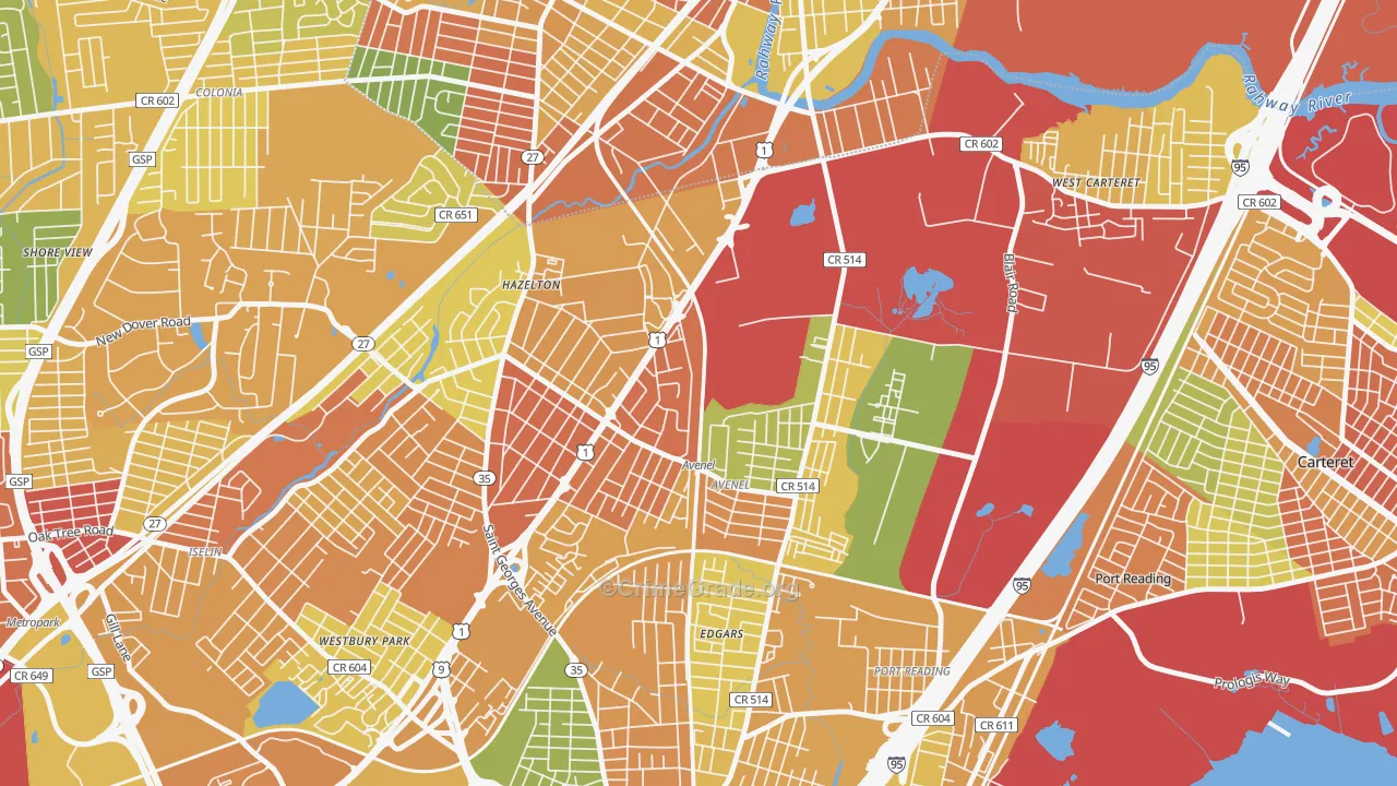 Avenel, NJ Map of Drug-Related Crime Rates