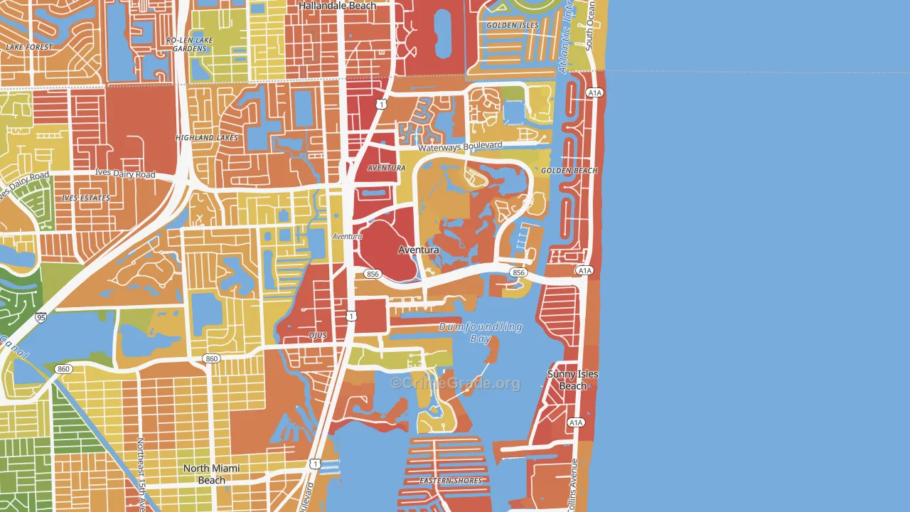 Aventura, FL Map of Drug-Related Crime Rates