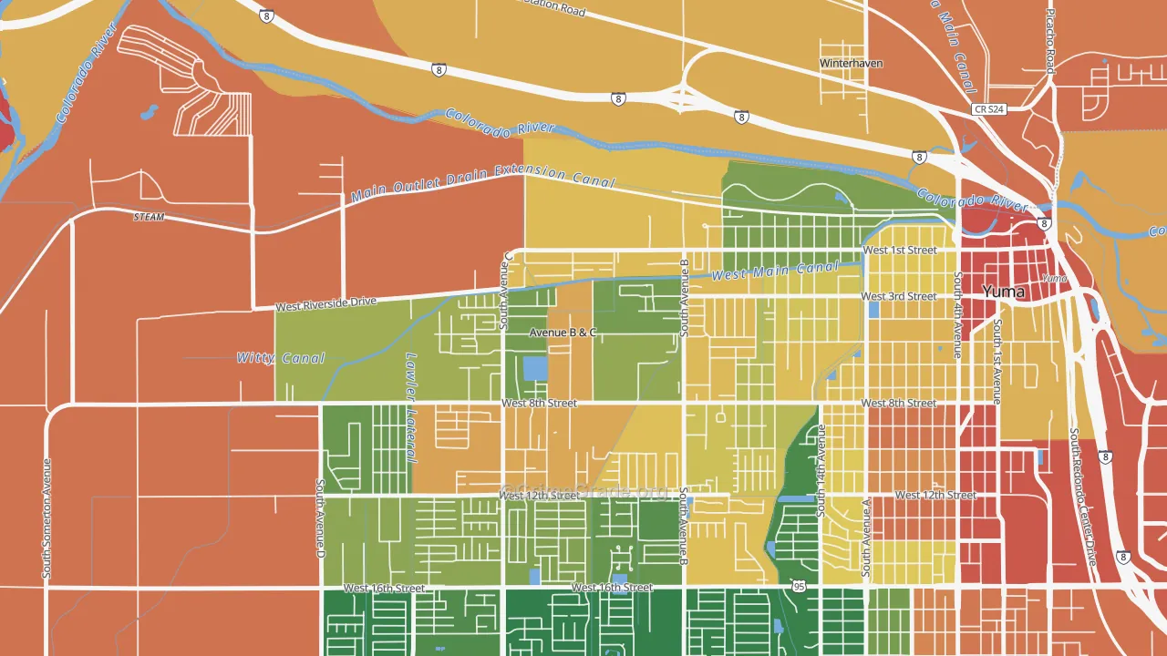 Avenue B and C, AZ Map of Drug-Related Crime Rates